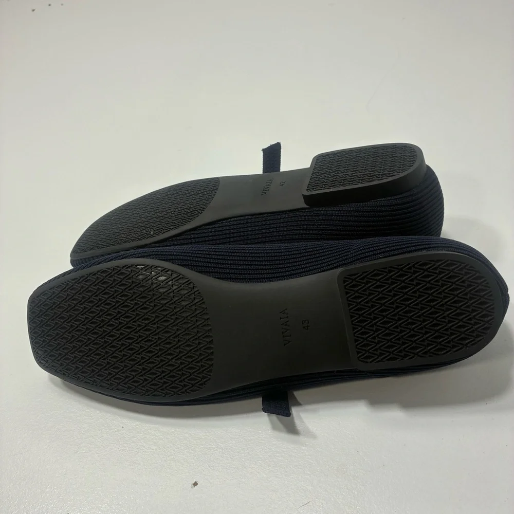 Vivaia Mary Jane Shoes Women Size 43 Navy Blue Knit Square toe adjustable strap - Picture 7 of 8